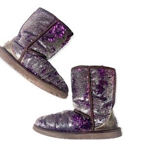 Ugg Australia fuschia pink silver reversible sequin boots size 8